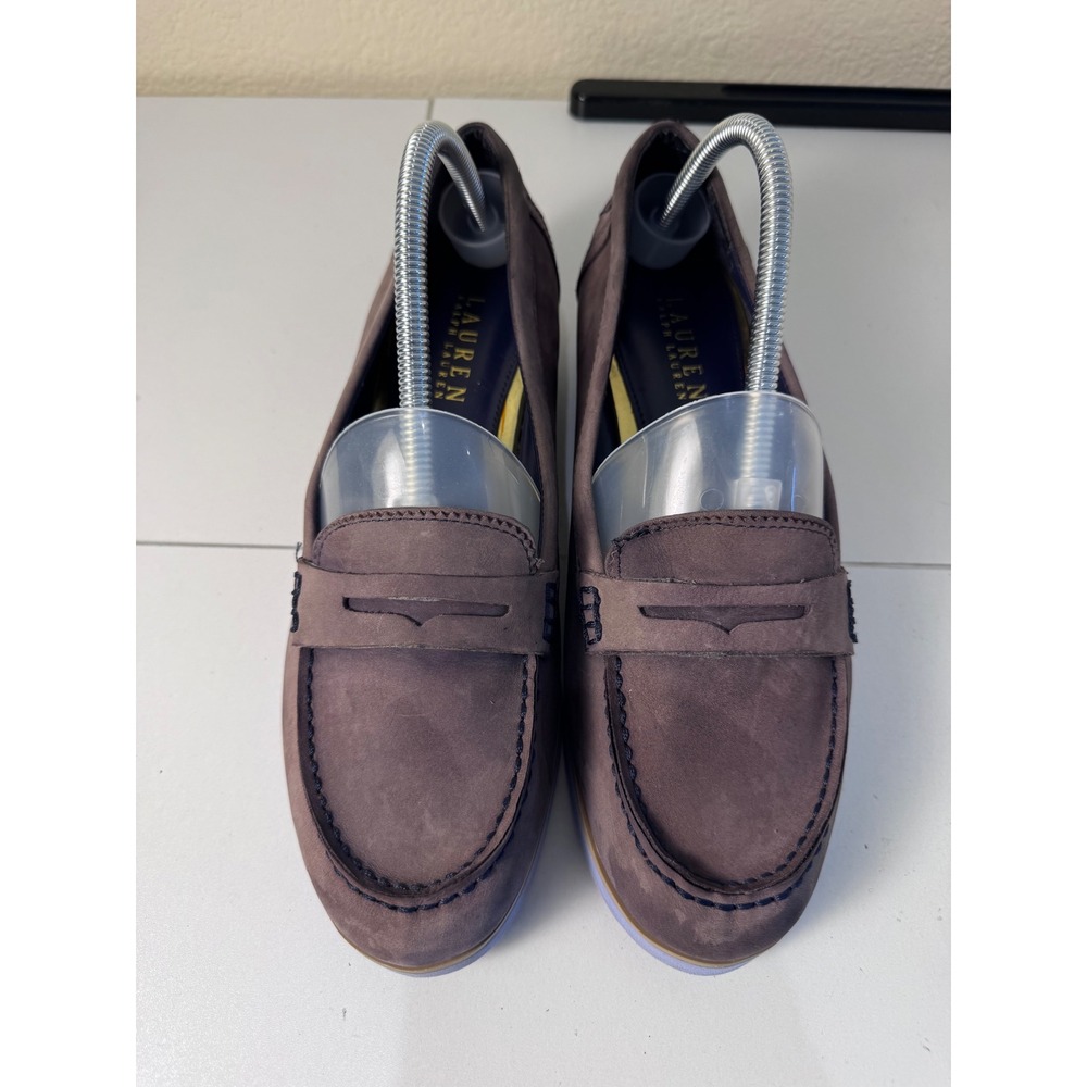Lauren Ralph Lauren Preppy Suede Penny Loafers Size 9.5 Purple Driving Classic‎